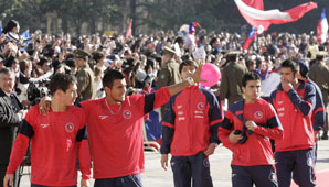 La selección chilena fue recibida con honores La selección chilena fue recibida con honores