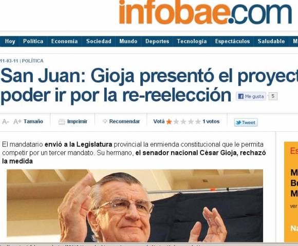 Medios nacionales hicieron eco del anuncio de Gioja Medios nacionales hicieron eco del anuncio de Gioja