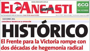 Prensa de Catamarca habló de “histórico” triunfo del FPV Prensa de Catamarca habló de “histórico” triunfo del FPV