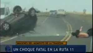 Escalofriantes imágenes de un choque fatal en la ruta 11 Escalofriantes imágenes de un choque fatal en la ruta 11