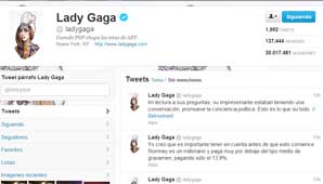 Gaga, reina en Twitter Gaga, reina en Twitter