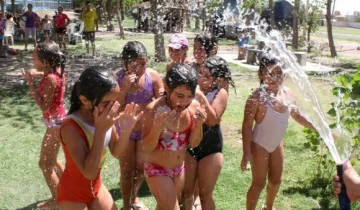 Para combatir el calor, una chaya con botellas, vasos y mangueras Para combatir el calor, una chaya con botellas, vasos y mangueras