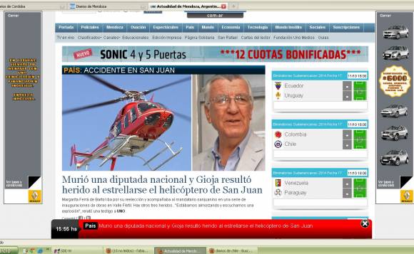 El accidente de Gioja fue noticia de cabeza en los medios del país El accidente de Gioja fue noticia de cabeza en los medios del país