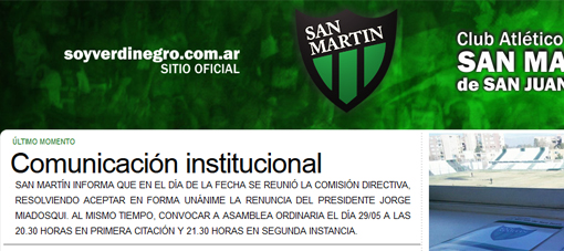 San Martín: por unanimidad le aceptaron la renuncia a Miadosqui San Martín: por unanimidad le aceptaron la renuncia a Miadosqui