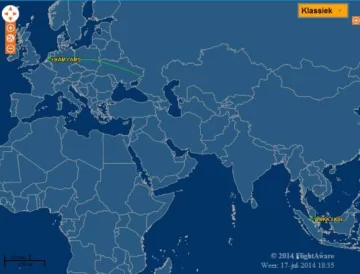 Este es el recorrido que hacia el vuelo MH17 con 295 pasajeros abordo Este es el recorrido que hacia el vuelo MH17 con 295 pasajeros abordo