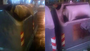 Los contenedores, otra vez blanco de vándalos Los contenedores, otra vez blanco de vándalos