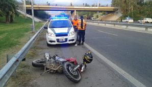 Caos vehicular en plena Circunvalación por un accidente entre un motociclista y un perro Caos vehicular en plena Circunvalación por un accidente entre un motociclista y un perro