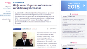 Medios nacionales se hicieron eco de la decisión de Gioja Medios nacionales se hicieron eco de la decisión de Gioja