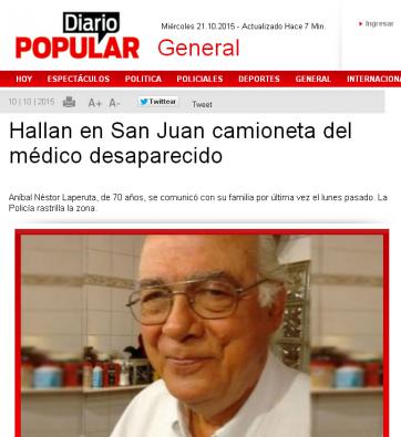 El caso del médico perdido recorrió los medios del país El caso del médico perdido recorrió los medios del país