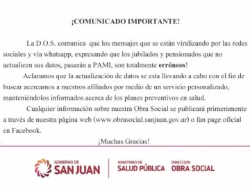 Una cadena de WhatsApp que causó temor entre los afiliados de la Obra Social Provincia Una cadena de WhatsApp que causó temor entre los afiliados de la Obra Social Provincia