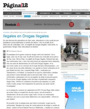 Los narcopolicías sanjuaninos, noticia en el país Los narcopolicías sanjuaninos, noticia en el país