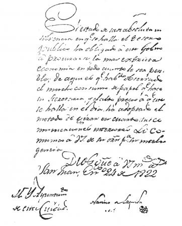 Laprida y Oro, según su firma: confiados, firmes y ordenados Laprida y Oro, según su firma: confiados, firmes y ordenados