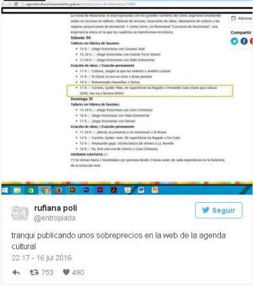 Insólito error en la agenda cultural de la Ciudad de Buenos Aires Insólito error en la agenda cultural de la Ciudad de Buenos Aires
