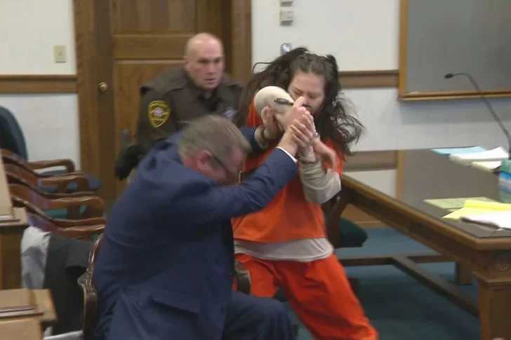 Una mujer acusada de decapitar a su amante atacó a su abogado en pleno juicio