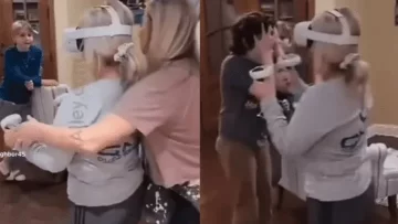 Una abuela casi noquea a su nieto al probar un juego de realidad virtual Una abuela casi noquea a su nieto al probar un juego de realidad virtual