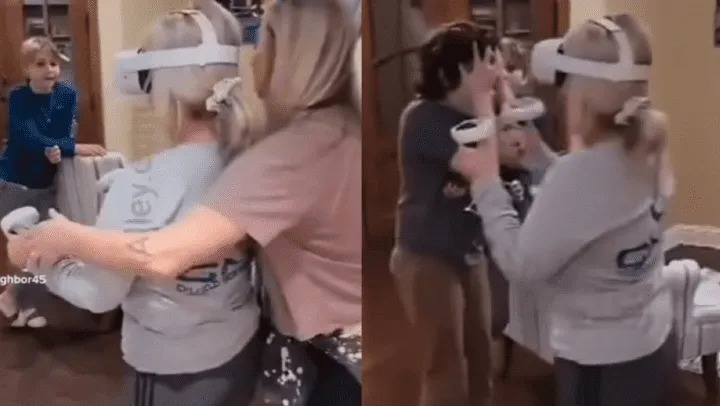 Una abuela casi noquea a su nieto al probar un juego de realidad virtual Una abuela casi noquea a su nieto al probar un juego de realidad virtual