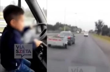 Peligro en la ruta: puso a su hijo de 7 años a manejar y lo filmó Peligro en la ruta: puso a su hijo de 7 años a manejar y lo filmó