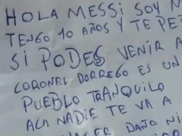 La carta de un nene que invita a Messi a vivir en su ciudad: “Acá nadie te va a hacer nada” La carta de un nene que invita a Messi a vivir en su ciudad: “Acá nadie te va a hacer nada”