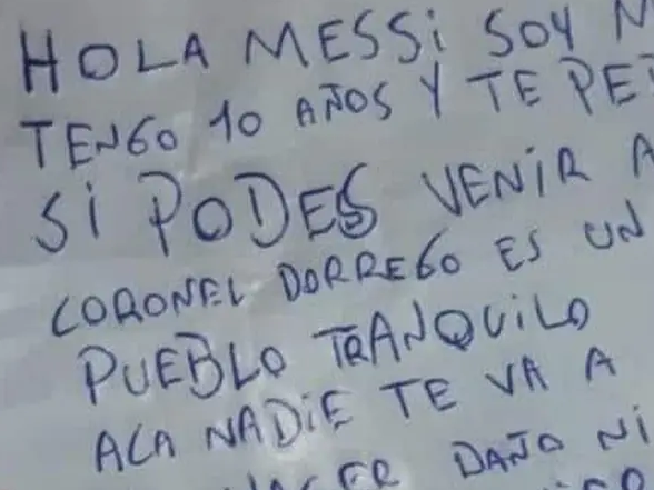 La carta de un nene que invita a Messi a vivir en su ciudad: “Acá nadie te va a hacer nada” La carta de un nene que invita a Messi a vivir en su ciudad: “Acá nadie te va a hacer nada”