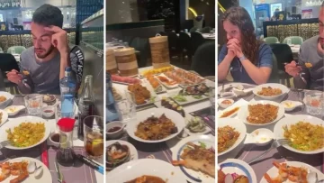 Se sirvieron toda la comida que pudieron en un tenedor libre y no les salió bien Se sirvieron toda la comida que pudieron en un tenedor libre y no les salió bien