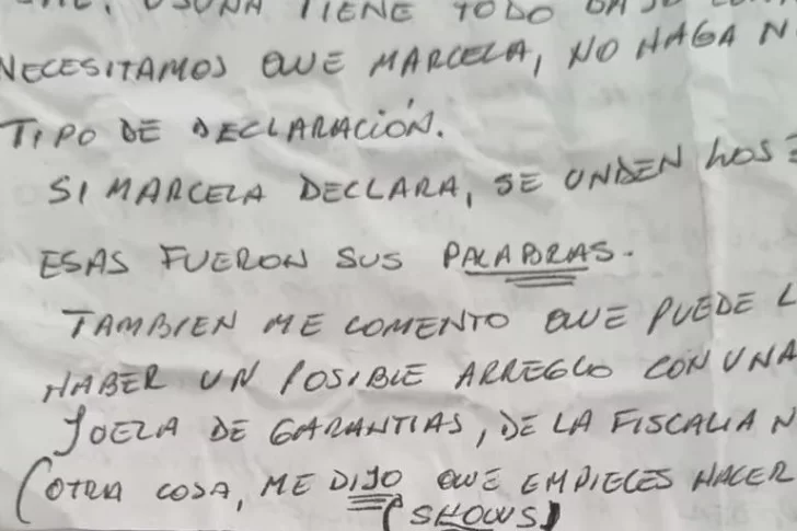 Una carta secuestrada suma más sospechas sobre todo el clan Sena