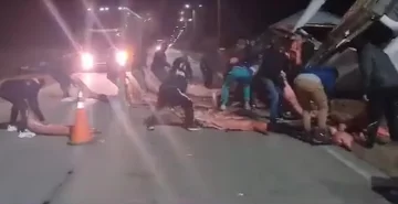 Volcó un camión con carne en San Luis y vecinos se llevaron parte de la carga