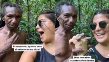 La reacción viral del abuelo de una tribu caníbal al ver su rostro por primera vez