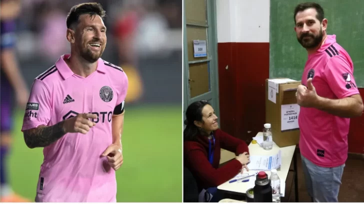 ¿Parecido? Fue a votar con la camiseta del Inter Miami y la gente le pidió fotos por su parecido con Messi ¿Parecido? Fue a votar con la camiseta del Inter Miami y la gente le pidió fotos por su parecido con Messi