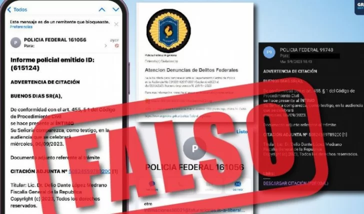 La Policía Federal alertó sobre estafas electrónicas en supuestas citaciones La Policía Federal alertó sobre estafas electrónicas en supuestas citaciones
