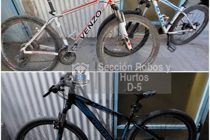Recuperan tres bicicletas robadas en asaltos y apresan a un sospechoso