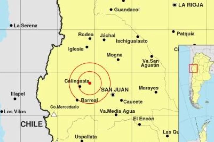 Un sismo de 4.9 grados alteró la siesta del domingo en Calingasta