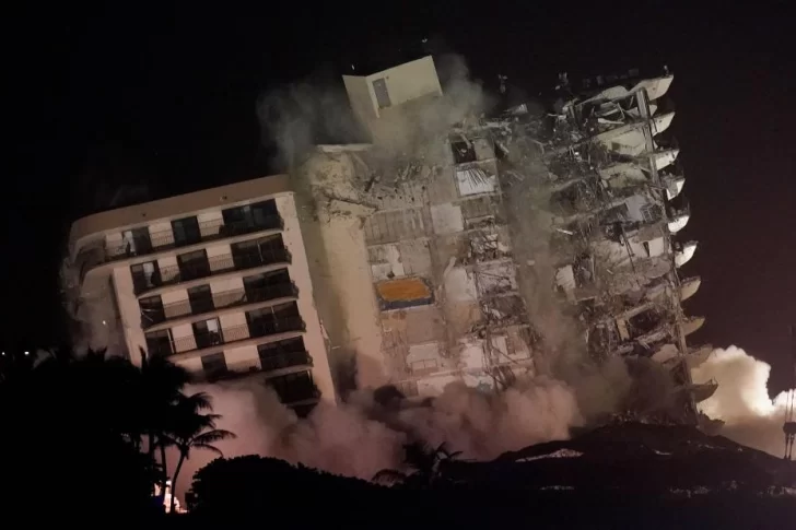 Demolieron lo que quedaba del edificio de Miami por la llegada de una tormenta