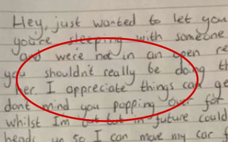 Su mujer lo engañó y le escribió una nota al amante: “Podrías avisarme” Su mujer lo engañó y le escribió una nota al amante: “Podrías avisarme”