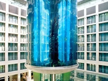 Explotó el acuario cilíndrico más grande del mundo y provocó destrozos en un importante hotel Explotó el acuario cilíndrico más grande del mundo y provocó destrozos en un importante hotel