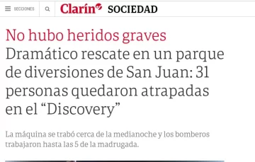 El dramático momento en el parque de diversiones, en todos los medios nacionales El dramático momento en el parque de diversiones, en todos los medios nacionales