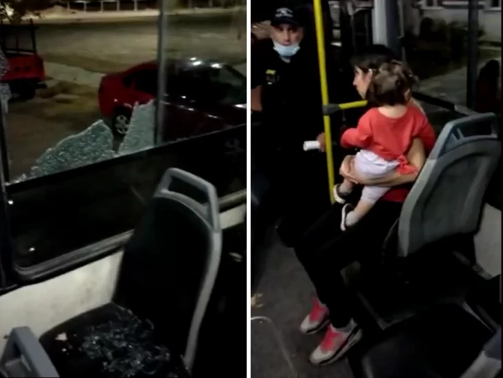 Una mujer viajaba con su bebé en colectivo y le estalló una ventana por piedrazos Una mujer viajaba con su bebé en colectivo y le estalló una ventana por piedrazos