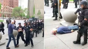 Otro caso de violencia policial: oficiales empujaron a un anciano que cayó y comenzó a sangrar Otro caso de violencia policial: oficiales empujaron a un anciano que cayó y comenzó a sangrar