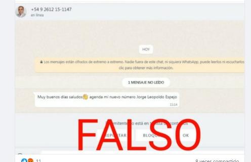 El intendente de Iglesia denunció que le hackearon las redes y crearon una cuenta falsa de WhatsApp El intendente de Iglesia denunció que le hackearon las redes y crearon una cuenta falsa de WhatsApp