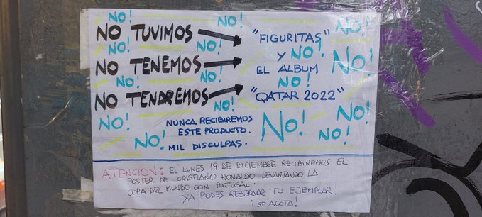 El hilo viral con carteles de kioscos que no tienen las figuritas del Mundial El hilo viral con carteles de kioscos que no tienen las figuritas del Mundial