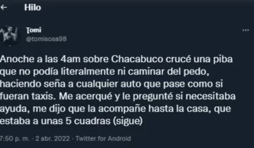 Un joven se cruzó con una chica muy borracha y tomó una decisión que estremeció las redes Un joven se cruzó con una chica muy borracha y tomó una decisión que estremeció las redes