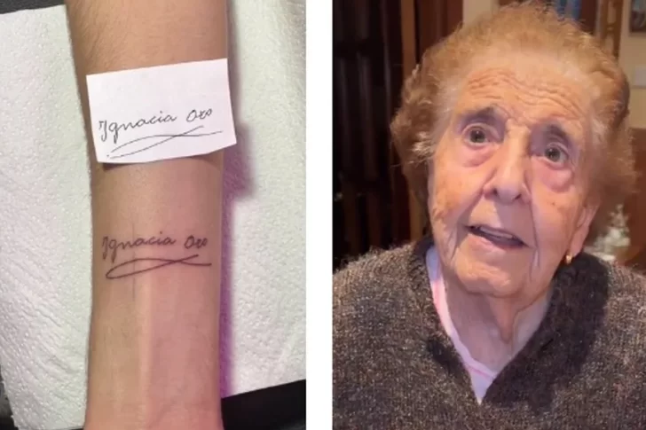 Un joven se tatuó la firma de su abuela y la reacción de la mujer se hizo viral