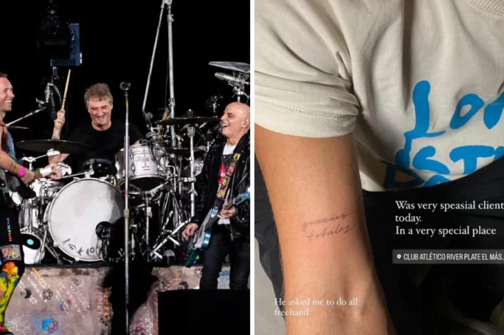 Chris Martin sorprendió y se tatuó en el brazo “Gracias totales”