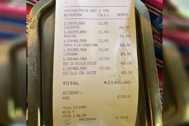 Mostró lo que gastó en un restaurante de Jujuy y el debate se volvió viral