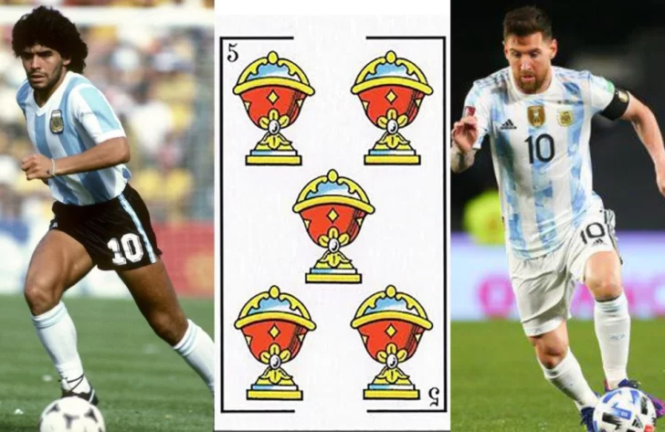 Elijo creer: la asombrosa coincidencia entre Maradona, Messi y el 5 de copas Elijo creer: la asombrosa coincidencia entre Maradona, Messi y el 5 de copas