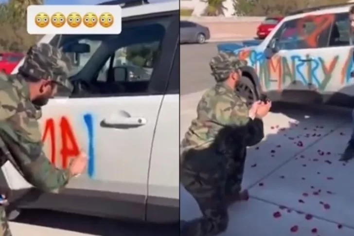 Le pidió matrimonio a su novia rayándole el auto y su reacción causó sorpresa