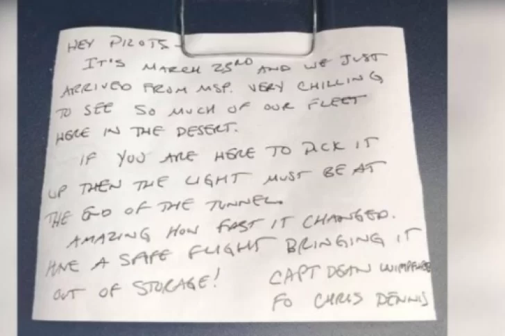 La nota del piloto de una aerolínea escrita antes de la cuarentena que conmueve