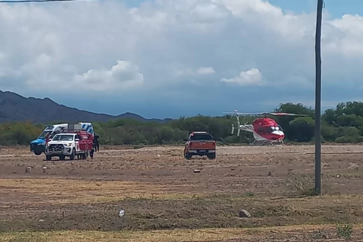 Se incendió una casa en Valle Fértil: una nena, trasladada en vuelo sanitario con graves quemaduras