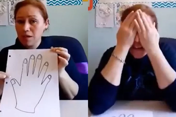 Una maestra enseñó a contar hasta cinco con una mano de seis dedos