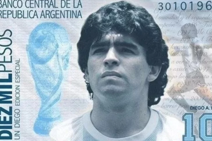 Inician una campaña para que Maradona aparezca en un billete de $10.000