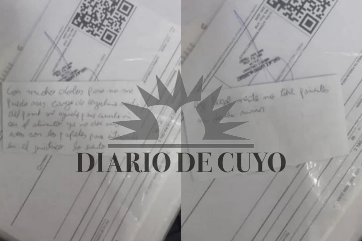 La nota junto a la cual abandonaron a doña Ursulina en la clínica: “Lo siento”